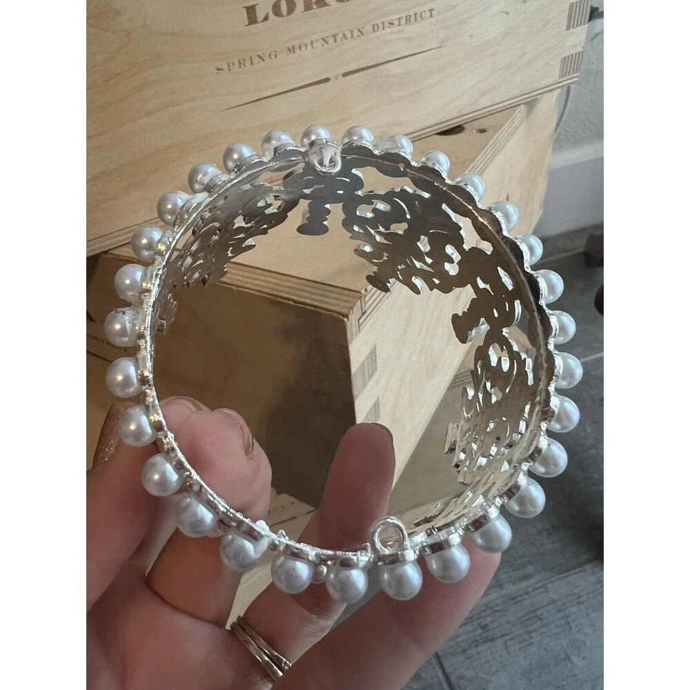Silver Imitation Pearl Mini Crown Cake Topper Birthday Decor Decoration Wedding
